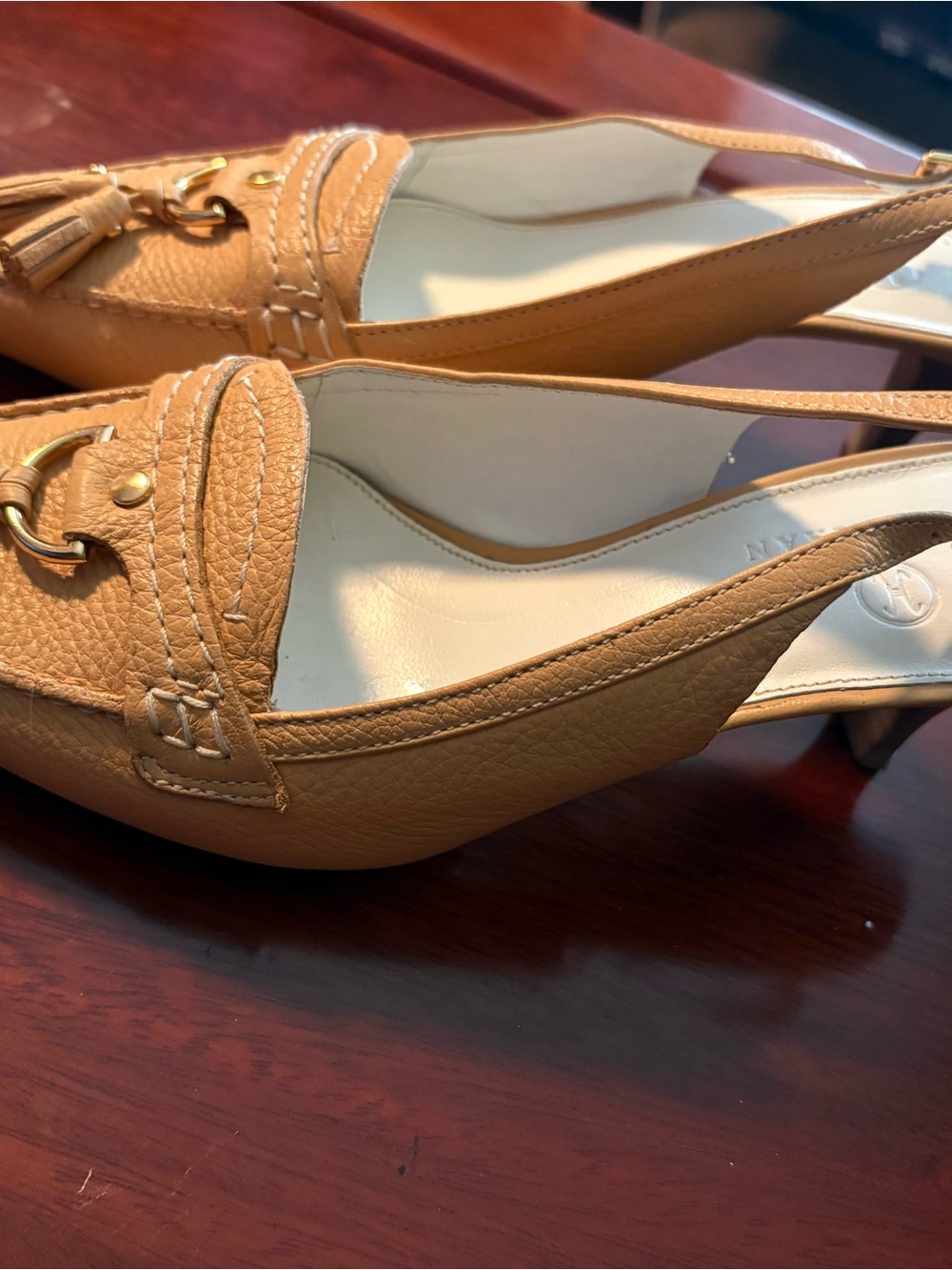 Cole Haan Tan Leather Tassel Slingbacks - Picture 4 of 5